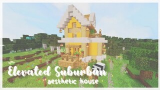 [mcpe] elevated suburban style house 🌻🥕🌿 ~ minecraft speedbuild