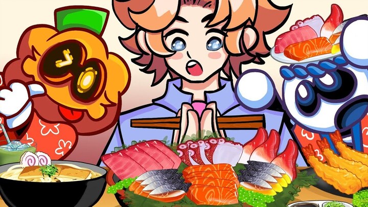 [บทเสี่ยวกู่และเสี่ยวหนาน] มีอาหารสไตล์ญี่ปุ่นมากมายในวันศุกร์ รวมทั้งซาซิมิและซูชิ!