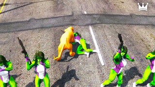 GTA V : LIONESS SAVING HER BABY FROM SHE-HULK 🥺 #shorts