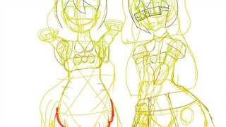 ポニテールミク＆ツインテール眼鏡ルカ