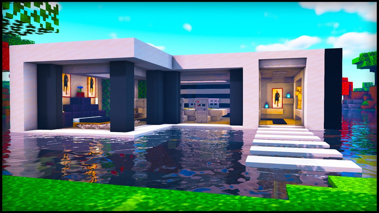 Minecraft: Water Modern House | How to build a Cool Modern House on Water  Tutorial - Bilibili