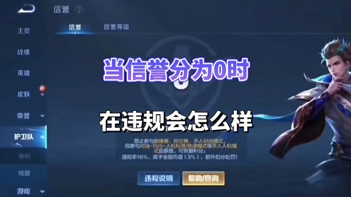 当信誉分为0时在违规会怎么样