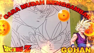 cara mudah menggambar anime dragon ball, gohan