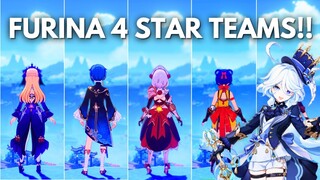 5 F2P Furina TEAMS !! 4 Stars Only Teams for Furina [ Genshin Impact ]