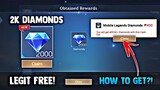 2K DIAMONDS FAST TO CLAIM EVERYDAY AND FREE! FREE DIAMONDS! LEGIT! | MOBILE LEGENDS 2023