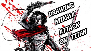 Attack on Titan Mikasa Drawing / Desenhando anime manga speed painting comic art timelapse