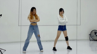 Take the double-person version of the "Kick, Kick, Kick, Kick, Penalty Wine" dance moves and flip it