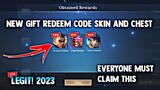 MALAYSIA EVENT! HOW TO GET NEW GIFT REDEEM CODE SKIN AND CHEST REWARDS! LEGIT! | MOBILE LEGENDS 2023