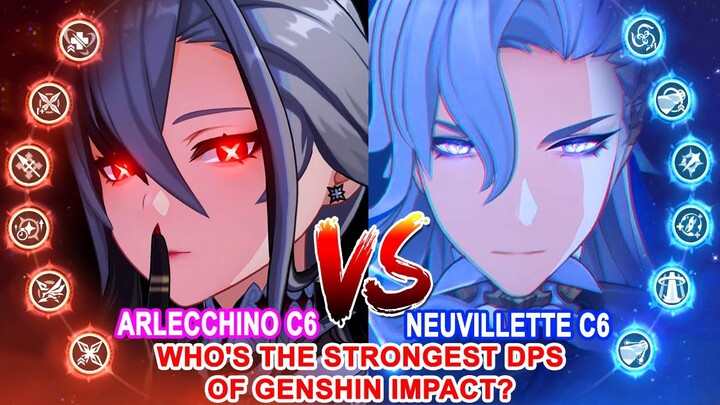 Arlecchino C6 vs Neuvillette C6 DPS Showdown : Single Target & Super AOE - Who's the Strongest DPS?