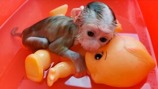 Most Emotional Moment!! Tiny adorable Luca looks unhappy while waiting for Mom after bath