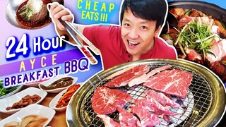 24-Hour ALL YOU CAN EAT Korean BBQ Buffet BREAKFAST & CHEAP Eats Around Hongdae