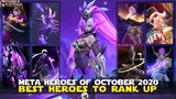 CURRENT META HEROES SEASON 18 AS OF THE MONTH OF OCTOBER 2020 MOBILE LEGENDS TIER LIST MLBB META!