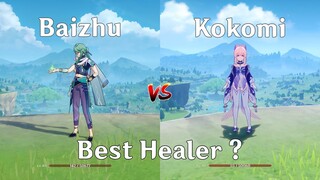 Baizhu vs Kokomi! Who is Best Healer ?? Healing gameplay comparison!