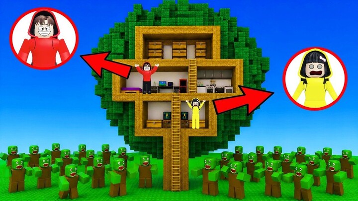 Yuta, Mio Dan Baby Celine Membuat Rumah Pohon Agar Terhindar Dari Zombie  ROBLOX