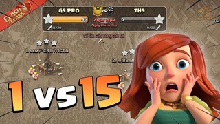 1 Mình War 15 accounts TH9 Full Sao sau 15 lượt đánh  1 vs 15  Clash of clans  Akari