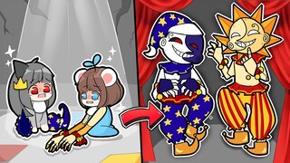 Mèo Simmy Và Sammy Trở Thành Cặp Đôi Sundrop và Moondrop Five Nights At Freddy's Security Breach