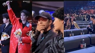 Jackson Wang, Wang Yibo, Xiao Zhan, Dylan Wang interactions at Weibo Night 2023