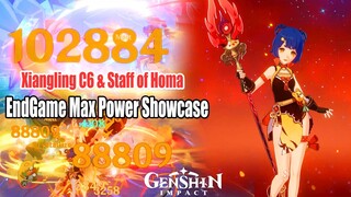 Xiangling C6 & Staff of Homa EndGame Max Power Showcase 12-3 25s - Genshin Impact