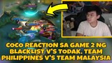 COCO reaction sa game 2 ng BLACKLIST V's TODAK team Philippines V's team malaysia