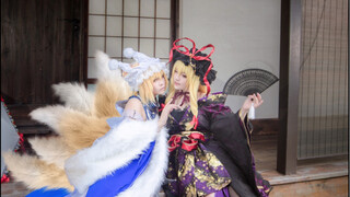 Yakumo blue & Yakumo purple ~ cosplay dua wanita cantik ~ dengan Hercules blue? Touhou project 2 cos