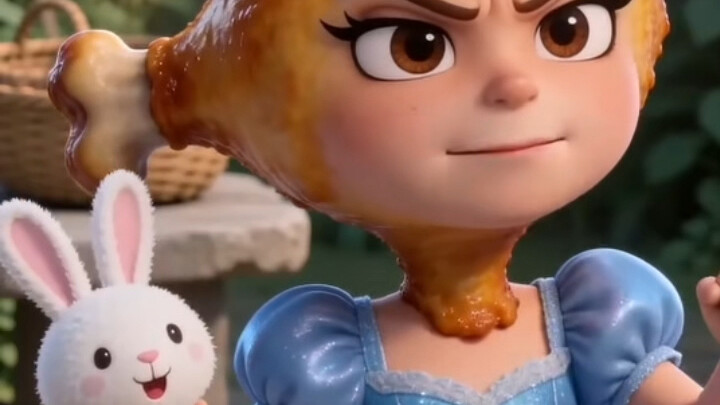 Chicken leg bullies little hamburger
