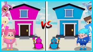 MIPAN & ZUZUZU Challange Buat Dunia Pink Vs Biru Di Game Uni Craft World! SERU BANGET