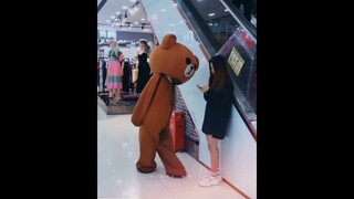 WhatsApp Brown Bear Funny Status..😂😂💝Try Not To Laugh||China Brown Bear in Mall Funny short Video..😂