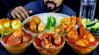 MUTTON CURRY, CHICKEN LEG PIECE CURRY, DAL EGG, POTATO CURRY & RICE ASMR MUKBANG EATING| #LiveToEATT