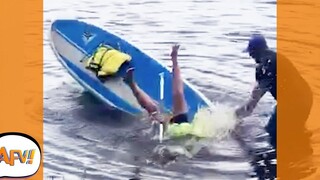 Lost Her Footing to the FAIL! 😂 Top Funniest Water Fails AFV 2021