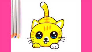 Hướng dẫn vẽ CON MÈO CON - Tô màu Con Mèo CON | How to Draw a Kitten Super Easy| THƯ VẼ