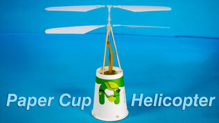 How to make a flying helicopter with one paper cup?