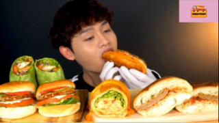 Mukbang bánh hamburger #anngon