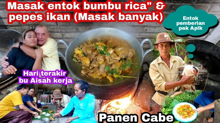 MASAK ENTOK BUMBU RICA RICA DAN PEPES || HARI TERAKIR BU AISAH KERJA || MAKAN RAME" DIKEBUN