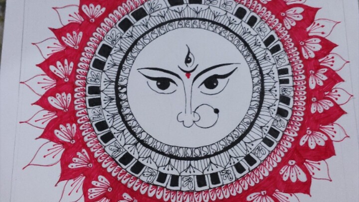 durga mandala art 🎨🙏✨