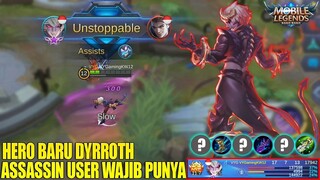 TIPS TRICKS HERO BARU DYRROTH - HERO FIGHTER RASA ASSASSIN! PENJELASAN SKILL DAN BUILD DYRROTH