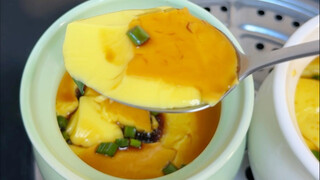 Kukus puding telur masing-masing dengan air mendidih dan air dingin, dan lihat perbandingannya #蛋羹#爆