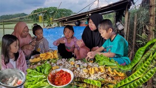 Nikmat Tak Terkira,, Ngadon Ngaliwet di Saung Pinggir Sawah, Jengkol & Pete Bakar, Peda, Sambel