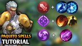 paquito best spell and emblem tutorial for beginners | learn paquito in sidelane | mlbb