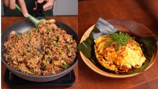Filipino "Adobo Chicken" paired with Japanese Omurice—this presentation is absolutely stunning!