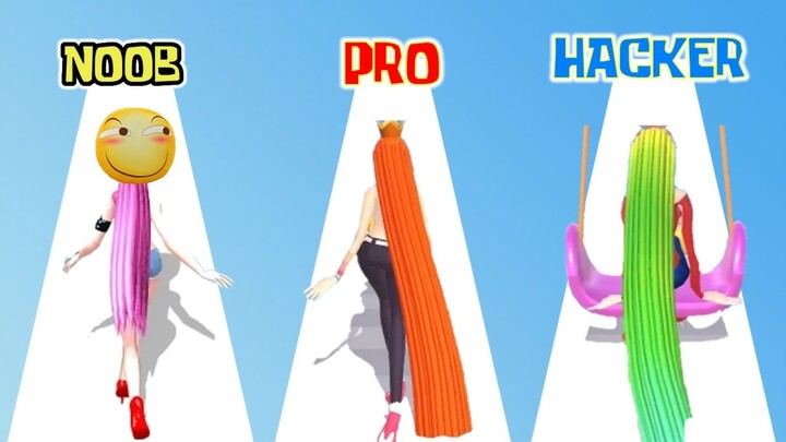 NOOB vs PRO vs HACKER in Hair Challenge!!