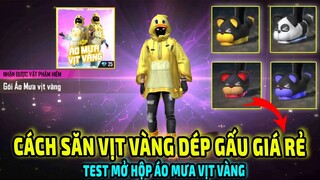 Cách Săn Gói Vịt Vàng + Dép Bông Gấu Ít Tốn KC Nhất || Test Mở Hộp Áo Mưa Vịt Vàng || Free Fire