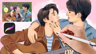สารวัตรไทน์ ❤︎ ดราฟรูปไบร์ทวิน 🎨 ในแอพ procreate | น่ารักมาก คู่จิ้นคู่นี้ ❤️