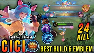 24 Kills + 2x MANIAC!! New Hero Cici Best Build and Emblem - Build Top 1 Global Cici ~ MLBB