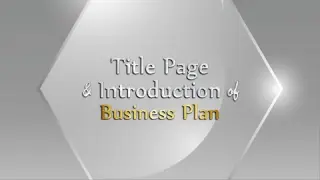 Title Page and Introduction of Business Plan