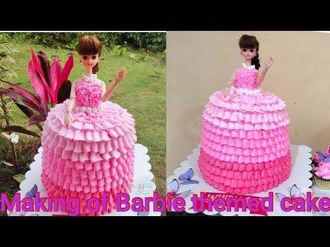 making of Barbie themed cake