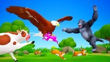 Giant Eagle Vs Gorilla | Gorilla Fights Eagle and Saves the Rabbits | Funny Animals TV Cartoons 2023