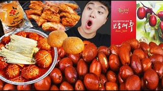 ASMR MUKBANG 보은생대추 & 양념 등갈비 & 버섯 찌개 FIRE ENOKI MUSHROOM SOUP & BBQ PORK EATING SOUND!