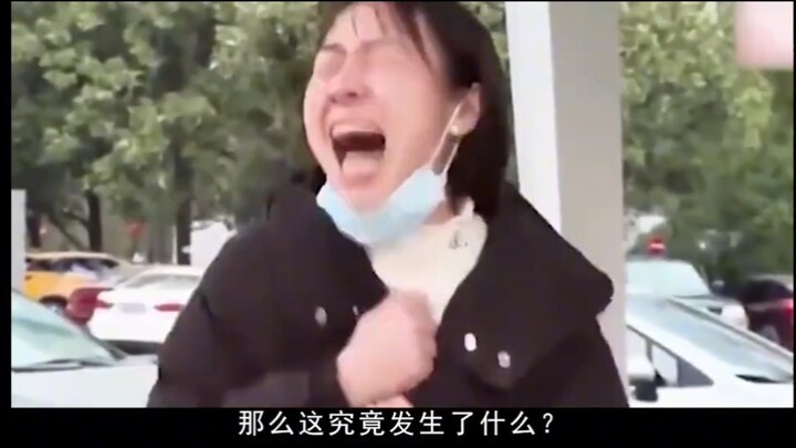Female driver parks and blocks the construction site entrance, only to be hit by a cement truck; she