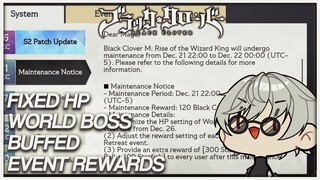 THE DEVS LISTENED! WORLD BOSS HP FIXED & TROPICAL RETREAT REWARDS BUFFED! | Black Clover Mobile