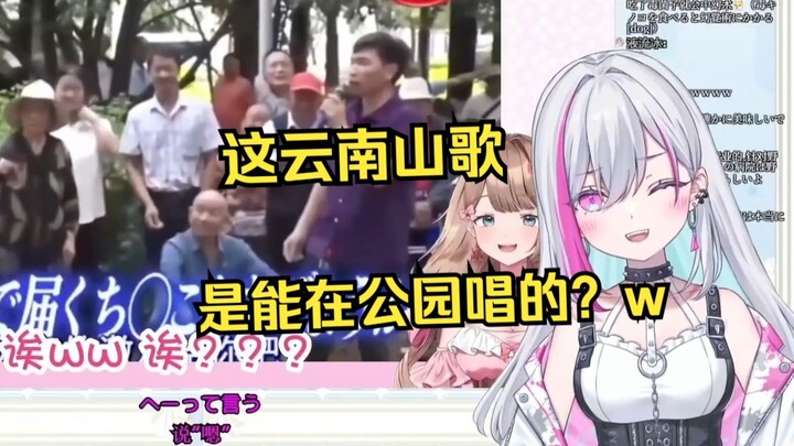 两个樱花妹一起看家乡人介绍搞笑云南山歌，笑声笑出二重奏w